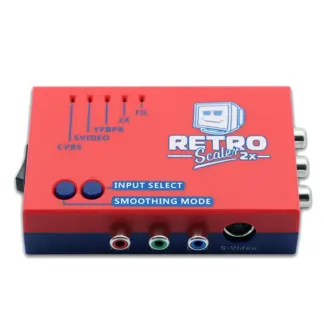 Newest! For RetroScaler2x AV to HD Converter Line-Doubler for Retro Game Consoles PS2 N64 NES Dreamcast Saturn MD1 MD2,Red