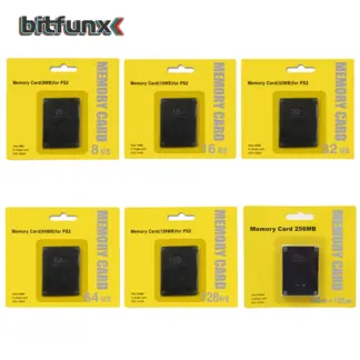 Bitfunx Black Empaty Memory 8Card 8MB/16MB/32MB/64MB/128MB/256MB Game Save for Playstation 2 PS2 Game Console