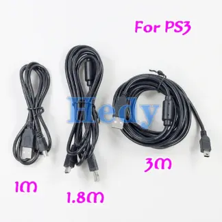1PC 1m 1.8m 3m USB Power Charger Charging Cable Cord For Playstation 3 For PS3 Controller Accessories Black
